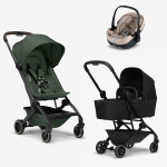 Joolz Trio Aer+ dalla nascita Passeggino forest green Culla space black con seggiolino auto Pebble 360 Pro² sandy taupe
