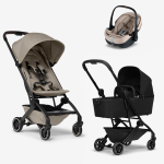 Joolz Trio Aer+ dalla nascita Passeggino sandy taupe Culla space black con seggiolino auto Pebble 360 Pro² sandy taupe