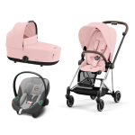 Cybex Platinum Trio Mios 3.0 Peach Pink Telaio Chrome Brown con Aton S2
