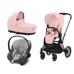 Cybex Platinum Trio Priam 4.0 Peach Pink Telaio Matt Black con Aton S2