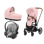 Cybex Platinum Trio Priam 4.0 Peach Pink Telaio Chrome Brown con Aton S2