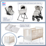 Kit Nascita con Inglesina Trio Aptica Opal Ivory e Darwin Infant Recline + Culla Lettino Raffaello Art Design Isy Bianco / Naturale