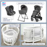 Kit Nascita con Inglesina Trio Aptica Velvet Grey e Darwin Infant Recline + Raffaello Art Design Culla Lettino Giulia Bianco