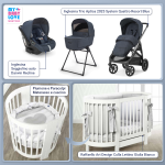 Kit Nascita con Inglesina Trio Aptica Resort Blue e Darwin Infant Recline + Raffaello Art Design Culla Lettino Giulia Bianco