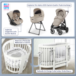 Kit Nascita con Inglesina Trio Aptica Pashmina Beige e Darwin Infant Recline + Raffaello Art Design Culla Lettino Giulia Bianco