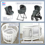 Kit Nascita con Inglesina Trio Aptica Emerald Green e Darwin Infant Recline + Raffaello Art Design Culla Lettino Giulia Bianco
