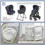 Kit Nascita con Inglesina Trio Aptica Resort Blue e Darwin Infant Recline + Raffaello Art Design Culla Lettino Giulia Bianco/Grigio