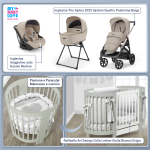 Kit Nascita con Inglesina Trio Aptica Pashmina Beige e Darwin Infant Recline + Raffaello Art Design Culla Lettino Giulia Bianco/Grigio