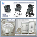 Kit Nascita con Inglesina Trio Aptica Emerald Green e Darwin Infant Recline + Raffaello Art Design Culla Lettino Giulia Bianco/Grigio