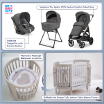 Kit Nascita con Inglesina Trio Aptica Velvet Grey e Darwin Infant Recline + Raffaello Art Design Culla Lettino Giulia Bianco/Tortora