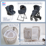 Kit Nascita con Inglesina Trio Aptica Resort Blue e Darwin Infant Recline + Raffaello Art Design Culla Lettino Giulia Bianco/Tortora