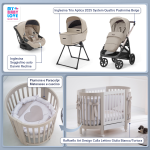 Kit Nascita con Inglesina Trio Aptica Pashmina Beige e Darwin Infant Recline + Raffaello Art Design Culla Lettino Giulia Bianco/Tortora