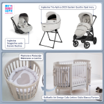 Kit Nascita con Inglesina Trio Aptica Opal Ivory e Darwin Infant Recline + Raffaello Art Design Culla Lettino Giulia Bianco/Tortora