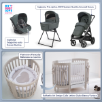 Kit Nascita con Inglesina Trio Aptica Emerald Green e Darwin Infant Recline + Raffaello Art Design Culla Lettino Giulia Bianco/Tortora