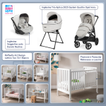 Kit Nascita con Inglesina Trio Aptica Opal Ivory e Darwin Infant Recline + Raffaello Art Design Culla Lettino Teo Bianco 7in1