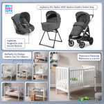 Kit Nascita con Inglesina Trio Aptica Velvet Grey e Darwin Infant Recline + Raffaello Art Design Culla Lettino Teo Bianco 7in1