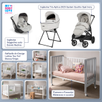 Kit Nascita con Inglesina Trio Aptica Opal Ivory e Darwin Infant Recline + Raffaello Art Design Culla Lettino Teo Bianco/Grigio 7in1