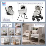 Kit Nascita con Inglesina Trio Aptica Opal Ivory e Darwin Infant Recline + Raffaello Art Design Culla Lettino Teo Bianco/Tortora 7in1