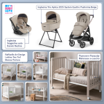 Kit Nascita con Inglesina Trio Aptica Pashmina Beige e Darwin Infant Recline + Raffaello Art Design Culla Lettino Teo Bianco/Tortora 7in1
