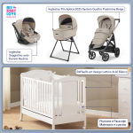 Kit Nascita con Inglesina Trio Aptica Pashmina Beige e Darwin Infant Recline + Lettino Raffaello Art Design Ariel Bianco 