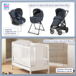 Kit Nascita con Inglesina Trio Aptica Resort Blue e Darwin Infant Recline + Lettino Raffaello Art Design Ariel Bianco