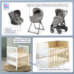 Kit Nascita con Inglesina Trio Aptica Platinum Grey e Darwin Infant Recline + Bebex Lettino Culla Kresco Bianco Naturale