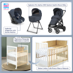 Kit Nascita con Inglesina Trio Aptica Resort Blue e Darwin Infant Recline + Bebex Lettino Culla Kresco Bianco Naturale