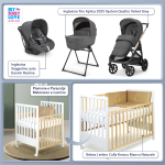 Kit Nascita con Inglesina Trio Aptica Velvet Grey e Darwin Infant Recline + Bebex Lettino Culla Kresco Bianco Naturale