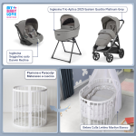 Kit Nascita con Inglesina Trio Aptica Platinum Grey e Darwin Infant Recline + Bebex Culla Lettino Marilyn Bianco