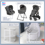 Kit Nascita con Inglesina Trio Aptica Velvet Grey e Darwin Infant Recline + Bebex Culla Lettino Marilyn Bianco