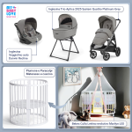 Kit Nascita con Inglesina Trio Aptica Platinum Grey e Darwin Infant Recline + Bebex Culla Lettino evolutivo Marilyn LED