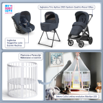 Kit Nascita con Inglesina Trio Aptica Resort Blue e Darwin Infant Recline + Bebex Culla Lettino evolutivo Marilyn LED