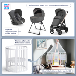 Kit Nascita con Inglesina Trio Aptica Velvet Grey e Darwin Infant Recline + Bebex Culla Lettino evolutivo Marilyn LED