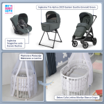 Kit Nascita con Inglesina Trio Aptica Emerald Green e Darwin Infant Recline + Bebex Culla Lettino Marilyn Grigio 