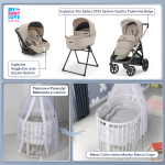Kit Nascita con Inglesina Trio Aptica Pashmina Beige e Darwin Infant Recline + Bebex Culla Lettino Marilyn Grigio 