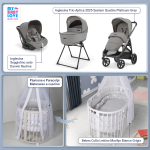 Kit Nascita con Inglesina Trio Aptica Platinum Grey e Darwin Infant Recline + Bebex Culla Lettino Marilyn Grigio 