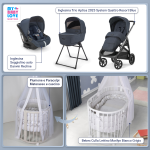Kit Nascita con Inglesina Trio Aptica Resort Blue e Darwin Infant Recline + Bebex Culla Lettino Marilyn Grigio 