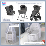 Kit Nascita con Inglesina Trio Aptica Velvet Grey e Darwin Infant Recline + Bebex Culla Lettino Marilyn Grigio 