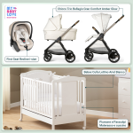 Kit Nascita con Chicco Trio Bellagio Amber Glow e First Seat Recline + Lettino Raffaello Art Design Ariel Bianco