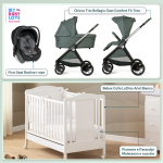 Kit Nascita con Chicco Trio Bellagio Fir Tree e First Seat Recline + Lettino Raffaello Art Design Ariel Bianco