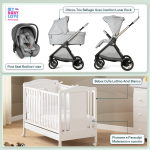 Kit Nascita con Chicco Trio Bellagio Lunar Rock e First Seat Recline + Lettino Raffaello Art Design Ariel Bianco