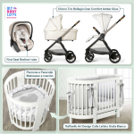 Kit Nascita con Chicco Trio Bellagio Amber Glow e First Seat Recline + Raffaello Art Design Culla Lettino Giulia Bianco 
