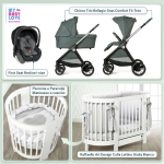 Kit Nascita con Chicco Trio Bellagio Fir Tree e First Seat Recline + Raffaello Art Design Culla Lettino Giulia Bianco