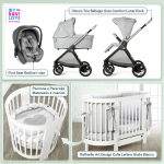 Kit Nascita con Chicco Trio Bellagio Lunar Rock e First Seat Recline + Raffaello Art Design Culla Lettino Giulia Bianco
