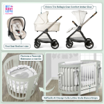 Kit Nascita con Chicco Trio Bellagio Amber Glow e First Seat Recline + Raffaello Art Design Culla Lettino Giulia Bianco/Grigio