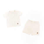 Bamboom Set Maglia righe Knitted e Pantalone corto Knitted - Bianco 01