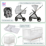 Kit Nascita con Chicco Trio Bellagio Lunar Rock e First Seat Recline + Raffaello Art Design Kit Isy Bianco