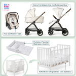 Kit Nascita con Chicco Trio Bellagio Amber Glow e First Seat Recline + Raffaello Art Design Kit Isy Bianco