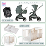 Kit Nascita con Chicco Trio Bellagio Fir Tree e First Seat Recline + Raffaello Art Design Kit Isy Bianco / Naturale