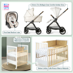 Kit Nascita con Chicco Trio Bellagio Amber Glow e First Seat Recline + Bebex Lettino Culla Kresco Bianco Naturale